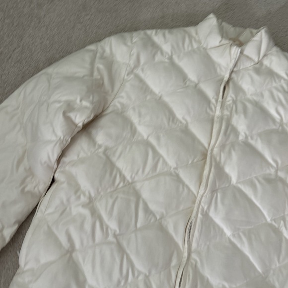 Banana Republic Woman Ivory Puffer Down Short Coat Size L - Picture 2 of 7